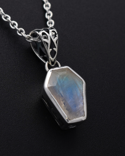 MOONSTONE SILVARIA COFFIN NECKLACE