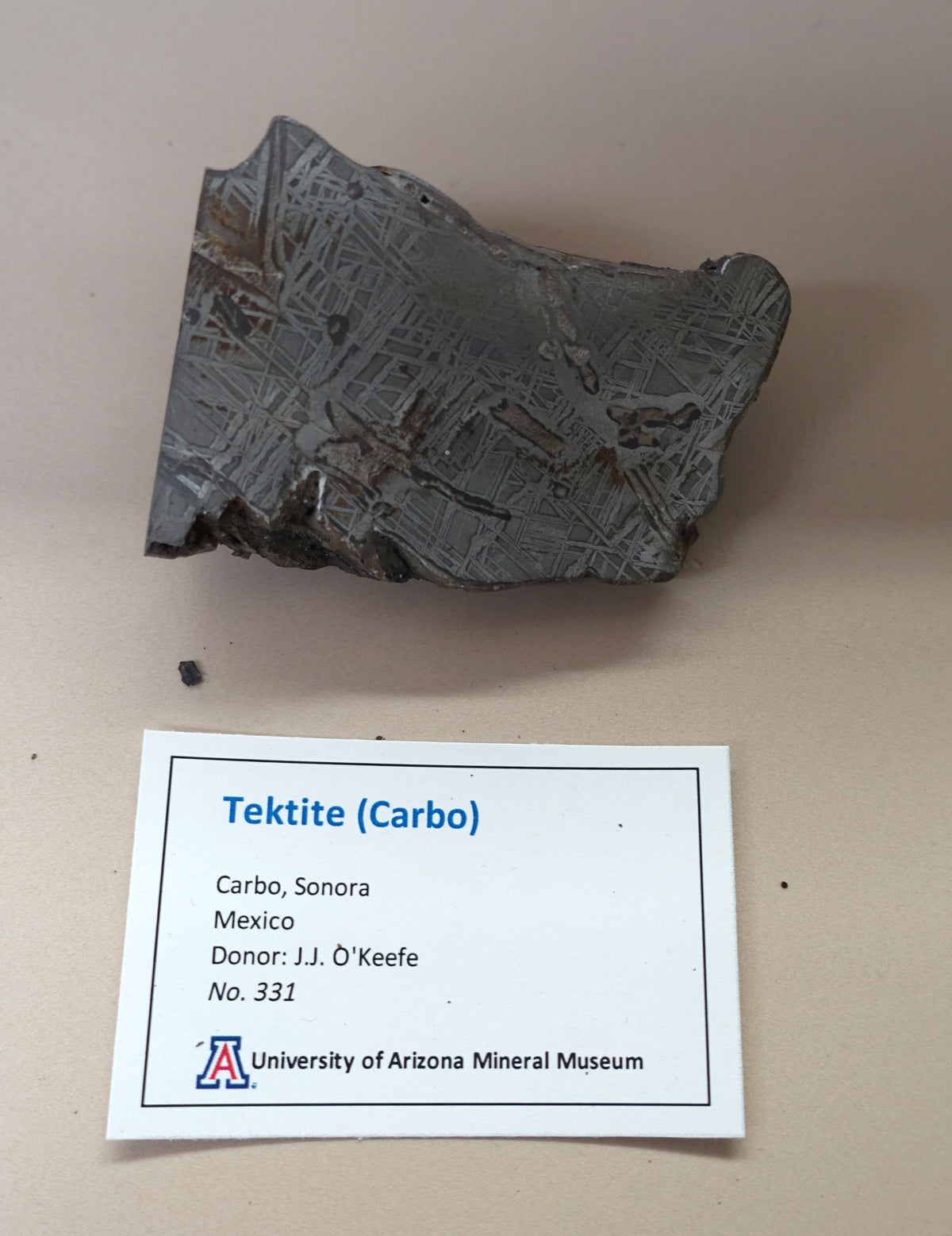 Dark glassy Tektite formed from meteorite impact