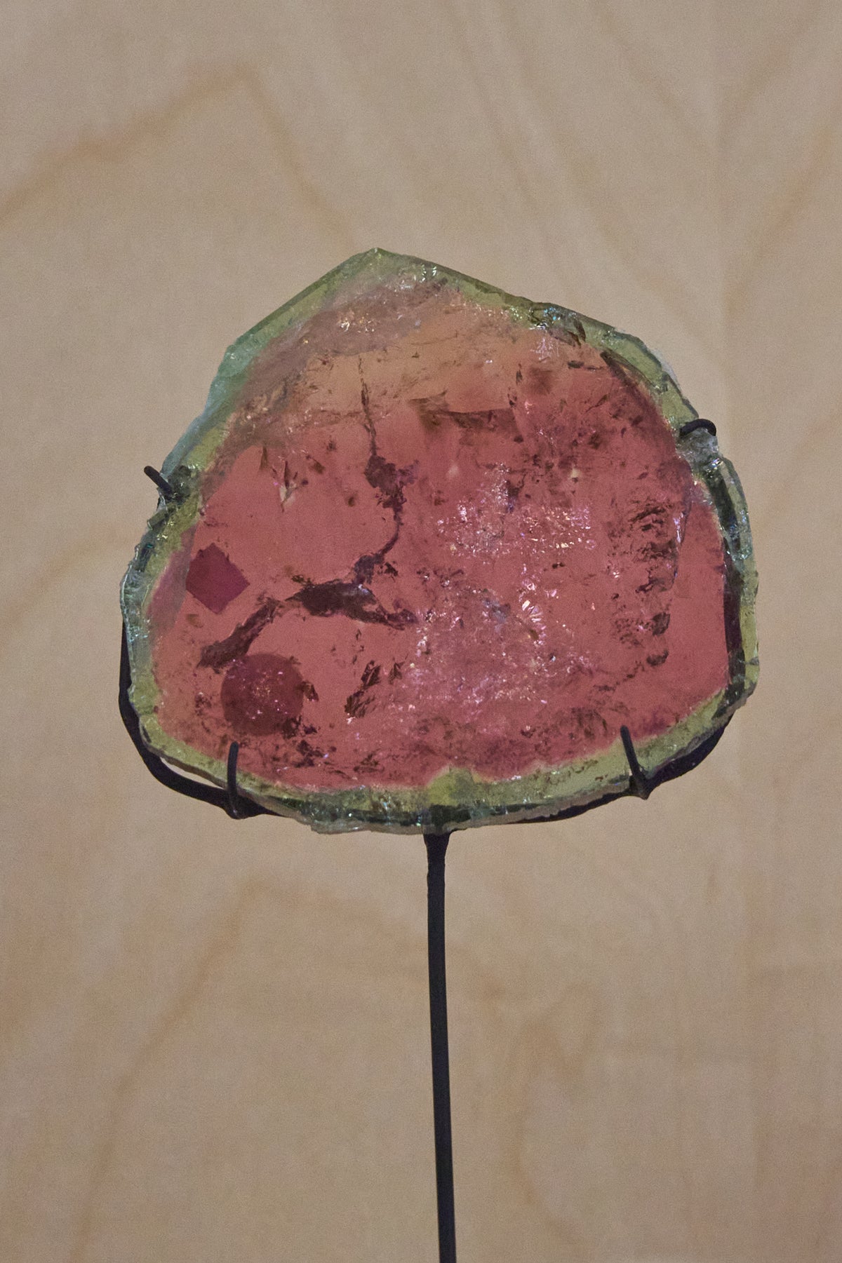 Watermelon Tourmaline slice with pink core and green outer rind