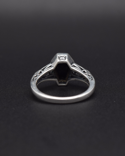 Black Onyx Coffin Ring - back view