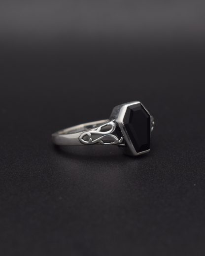 Black Onyx Coffin Ring - right view
