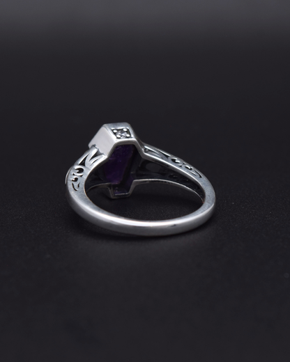 Amethyst Coffin Ring - back view