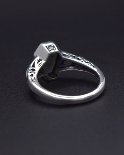Labradorite Coffin Ring - back view
