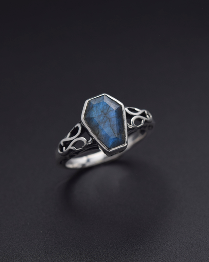 Labradorite Coffin Ring - front view