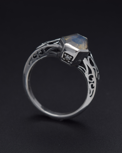 Moonstone Coffin Ring - top view