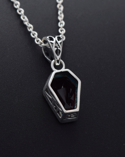 Garnet Coffin Necklace - back view