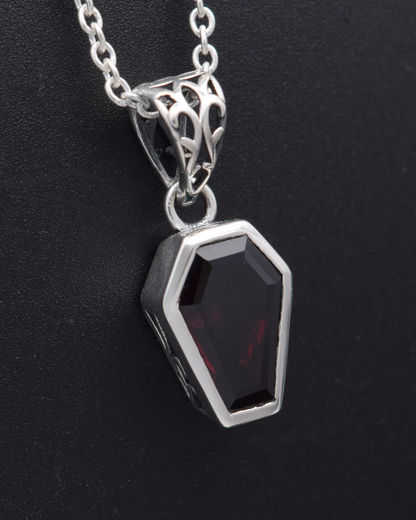 Garnet Coffin Necklace - front view