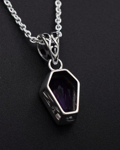 Amethyst Coffin Necklace - back view