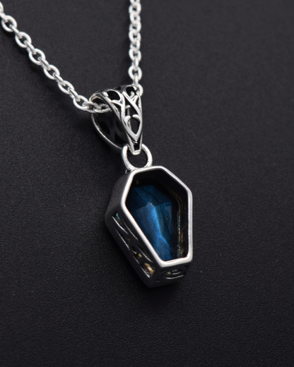 Labradorite Coffin Necklace - back view
