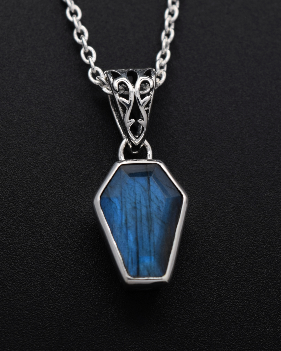 Labradorite Coffin Necklace - front detail