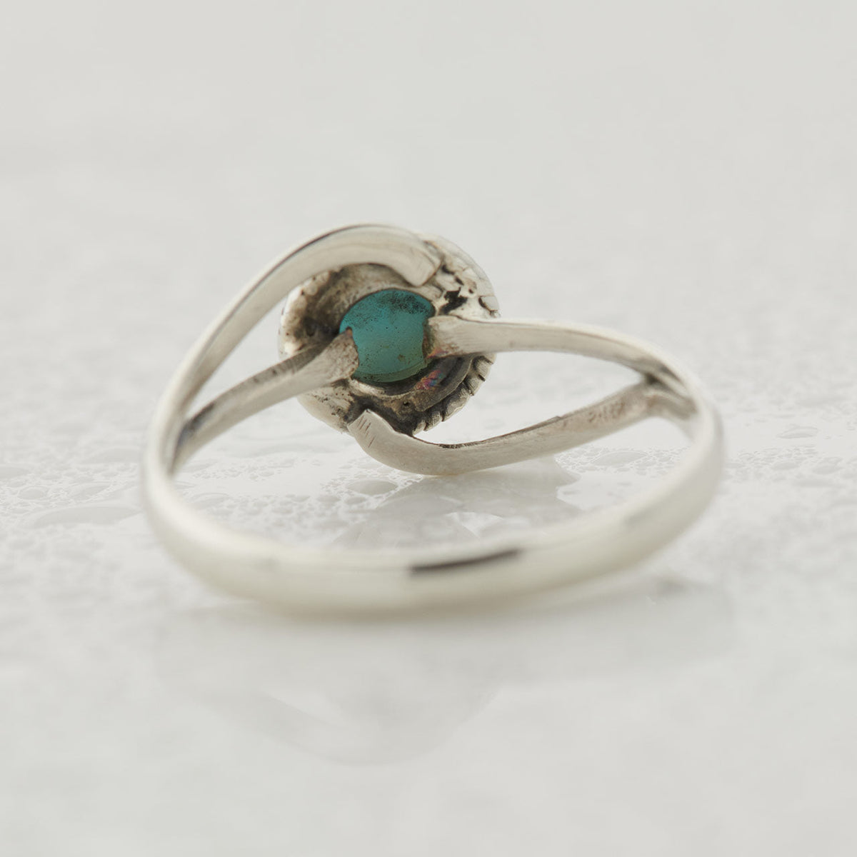 Back of larimar infinity ring in sterling silver