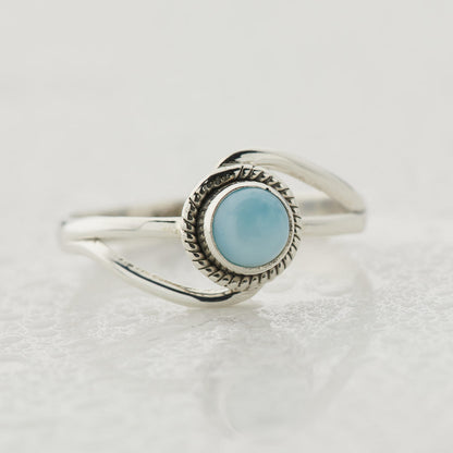 Larimar infinity ring in sterling silver