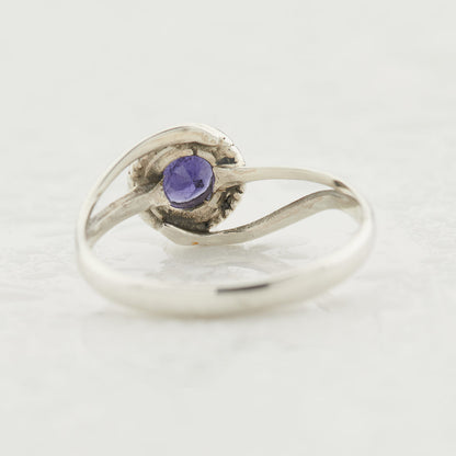 Back of iolite infinity ring in sterling silver