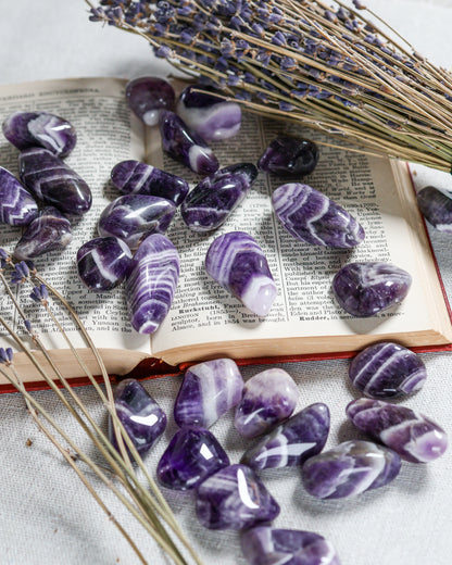 Amethyst Banded A Tumbled Gemstone