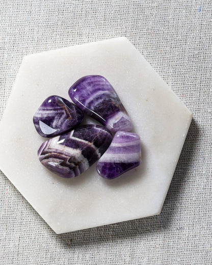 Amethyst Banded A Tumbled Gemstone