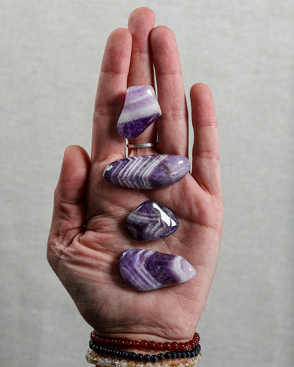 Amethyst Banded A Tumbled Gemstone