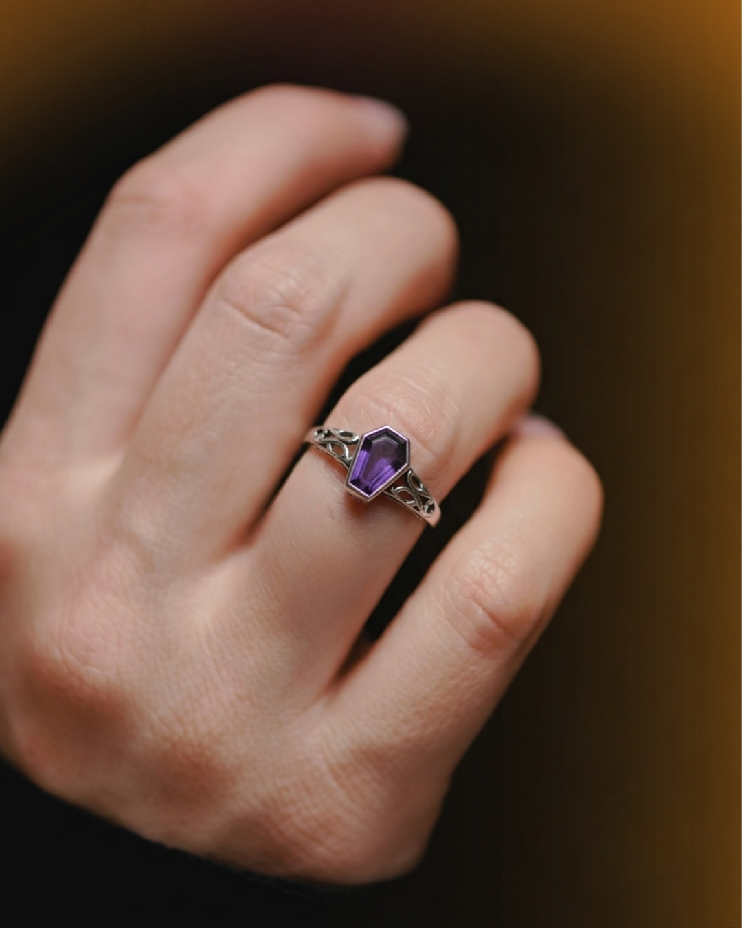 Amethyst Coffin Ring group shot