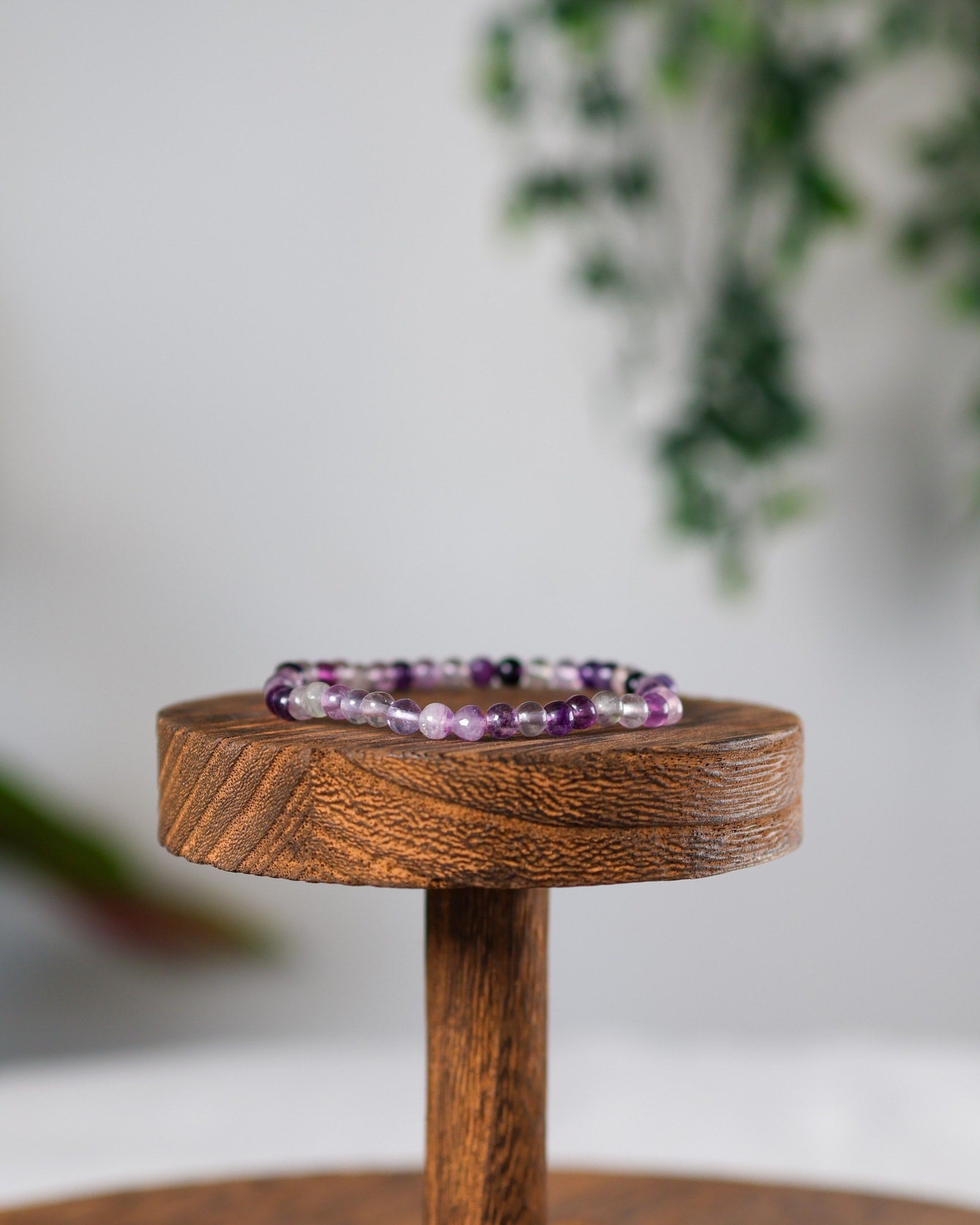 Fluorite (Purple) Beaded Bracelet / 4mm / Fluorite