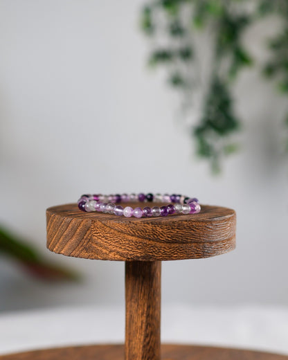 Fluorite (Purple) Beaded Bracelet / 4mm / Fluorite