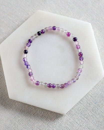 Fluorite (Purple) Beaded Bracelet / 4mm / Fluorite