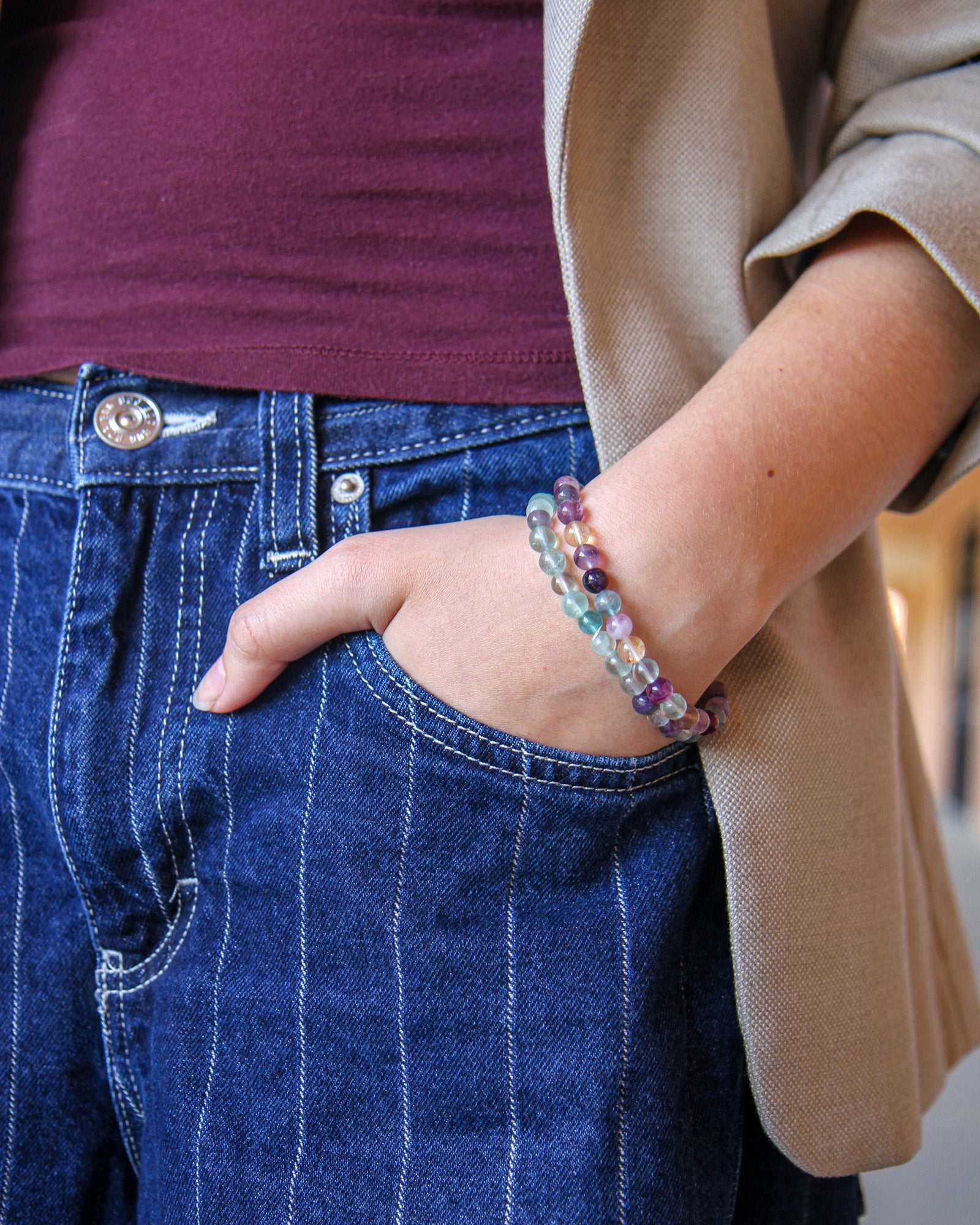 AAA Colorful Fluorite Beaded Bracelet