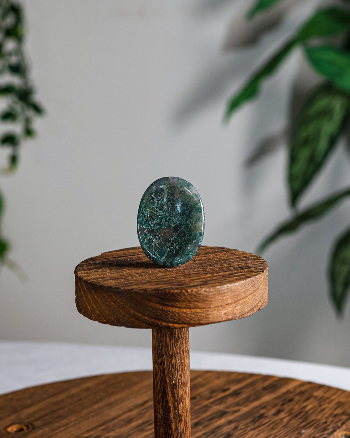 Moss Agate Worry Stone