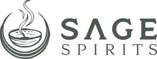 Logo of Sage Spirits with a stylized bowl and steam on a white background