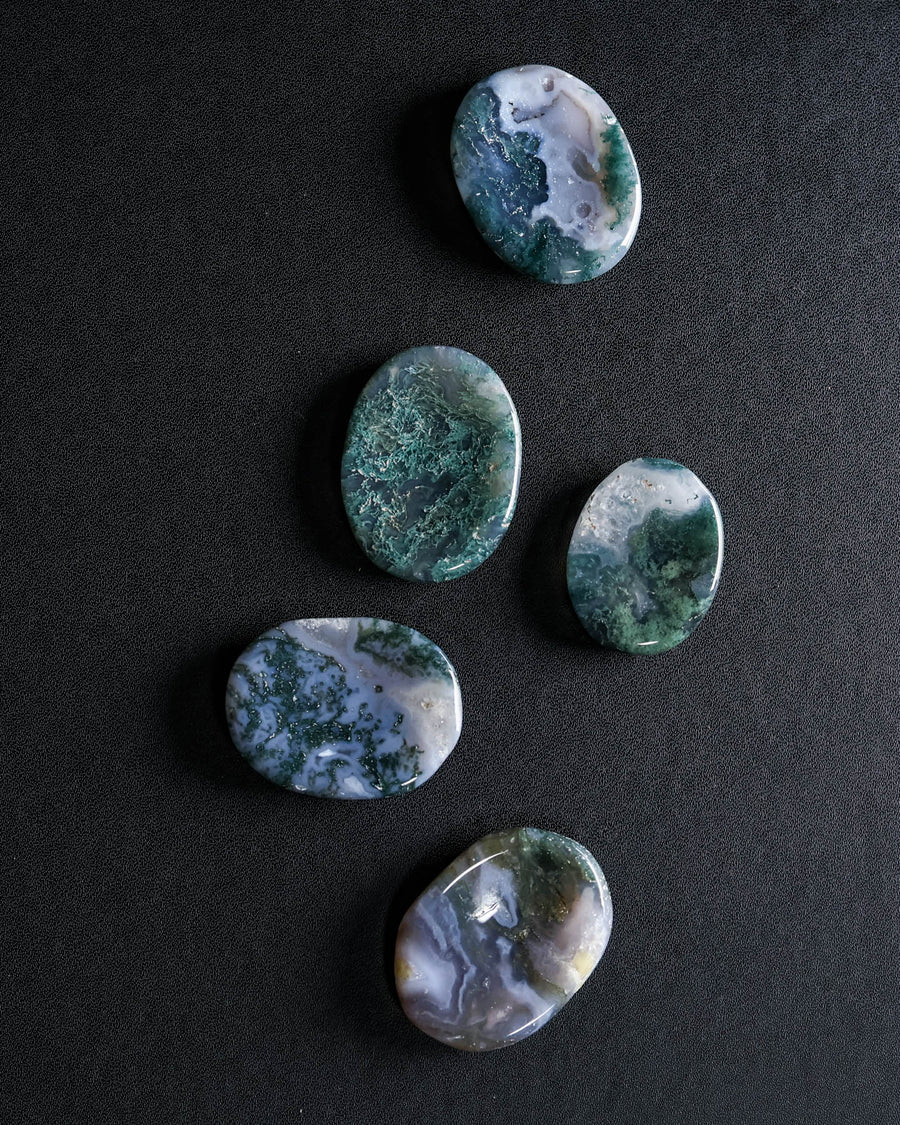 Moss Agate Worry Stone