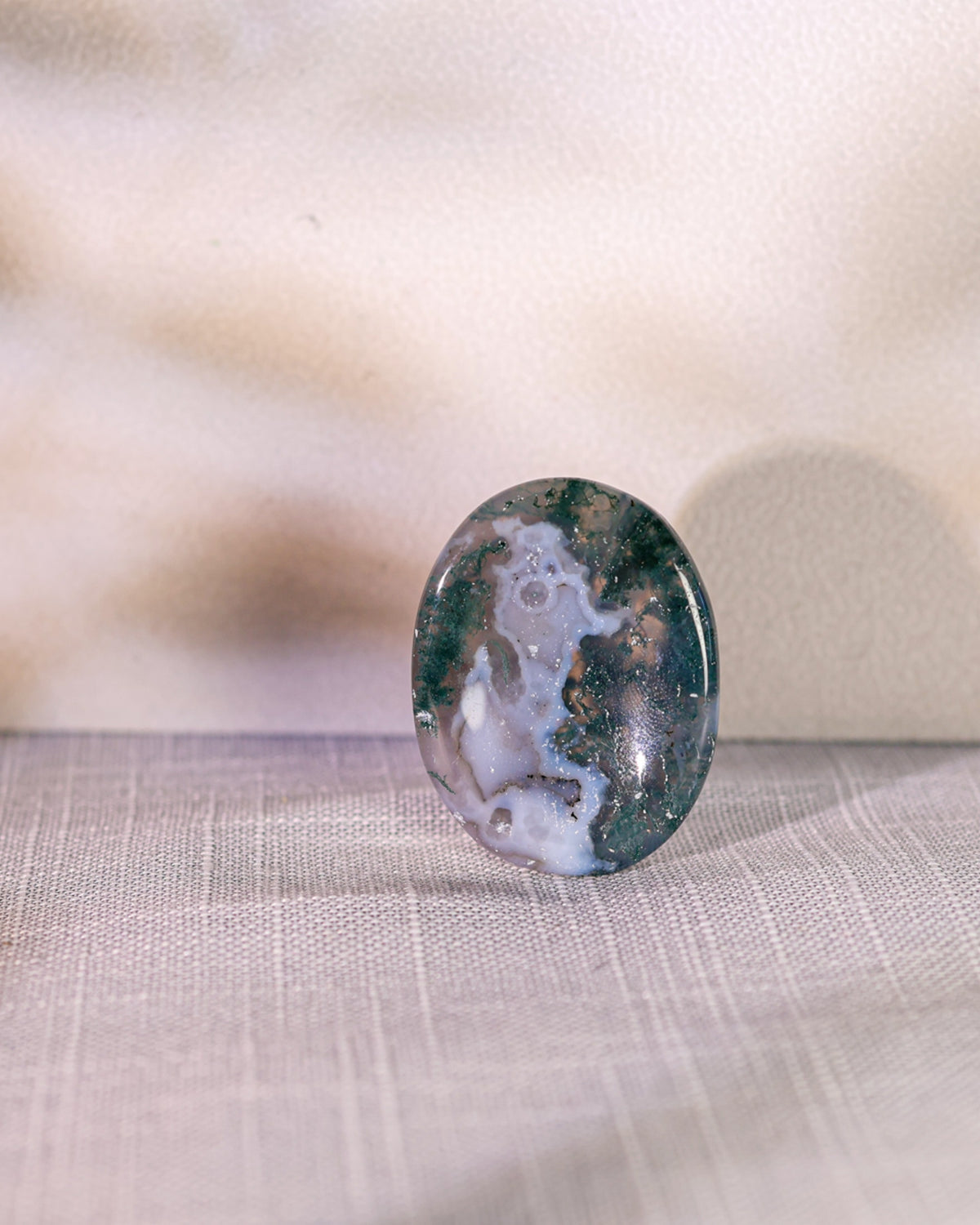 Moss Agate Worry Stone