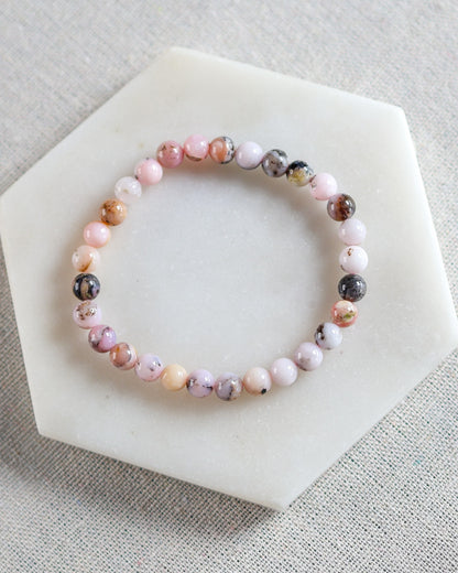 Pink Opal 6mm Beaded Bracelet
