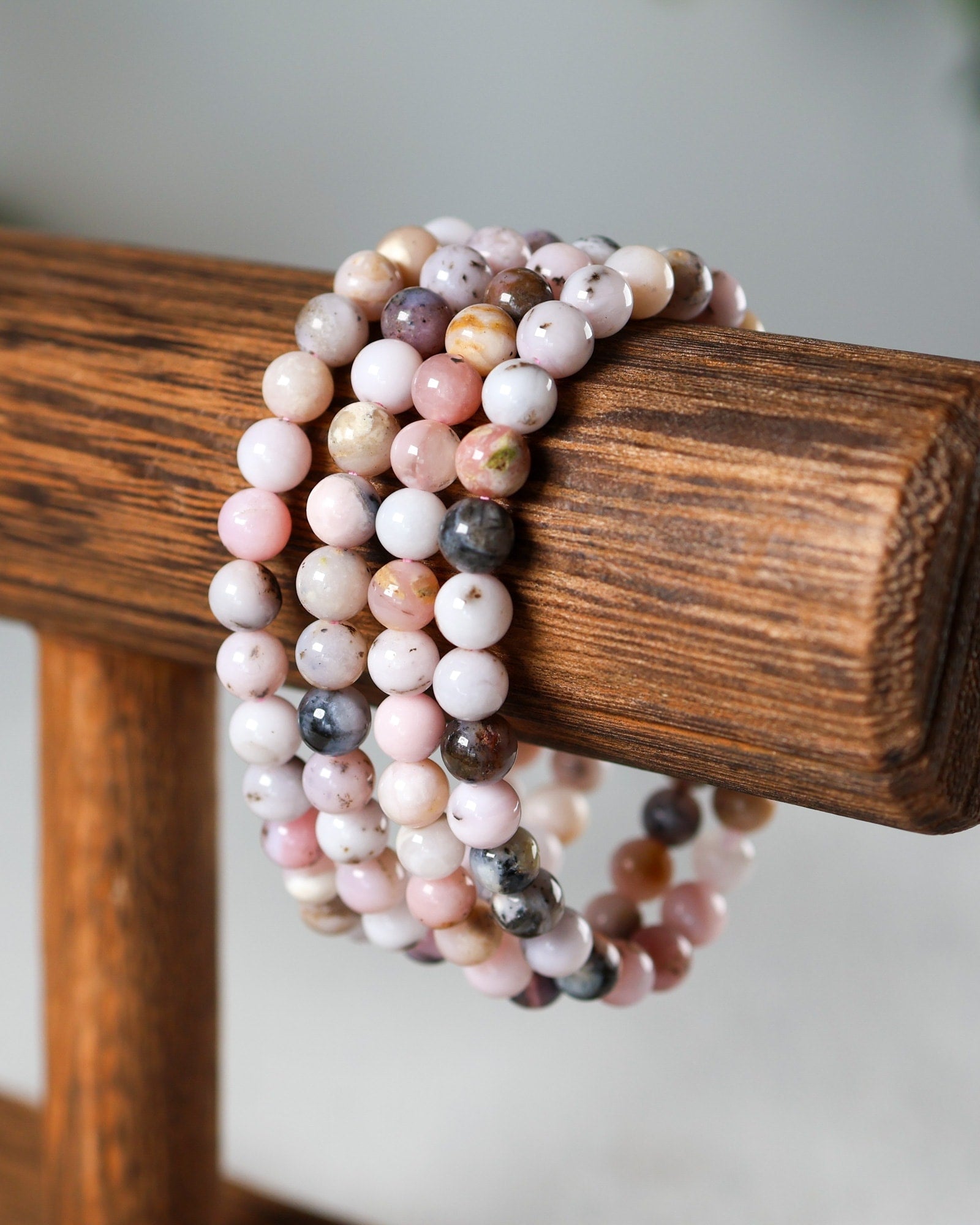 Pink Opal 6mm Beaded Bracelet