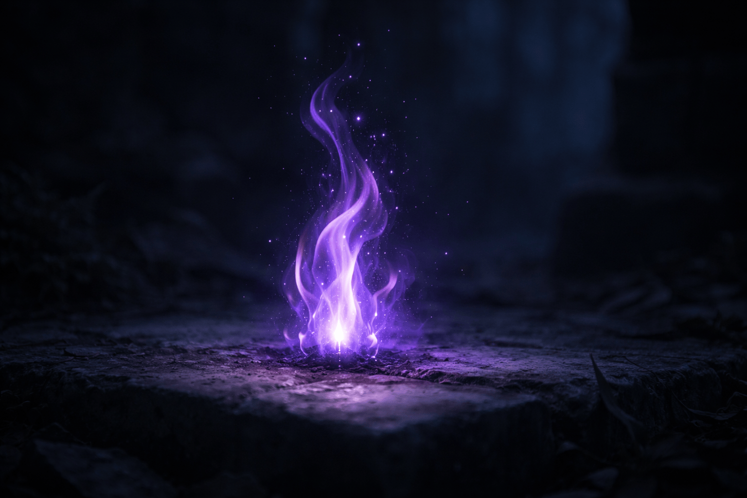 Purple flame on a dark, textured ground