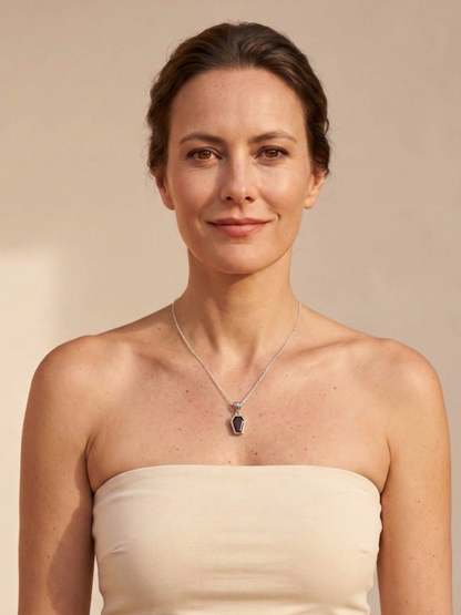 Garnet Coffin Necklace - on model