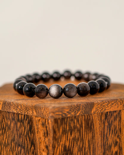 Black Obsidian Silver Bracelet