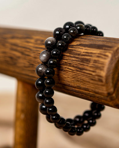 Black Obsidian Silver Bracelet