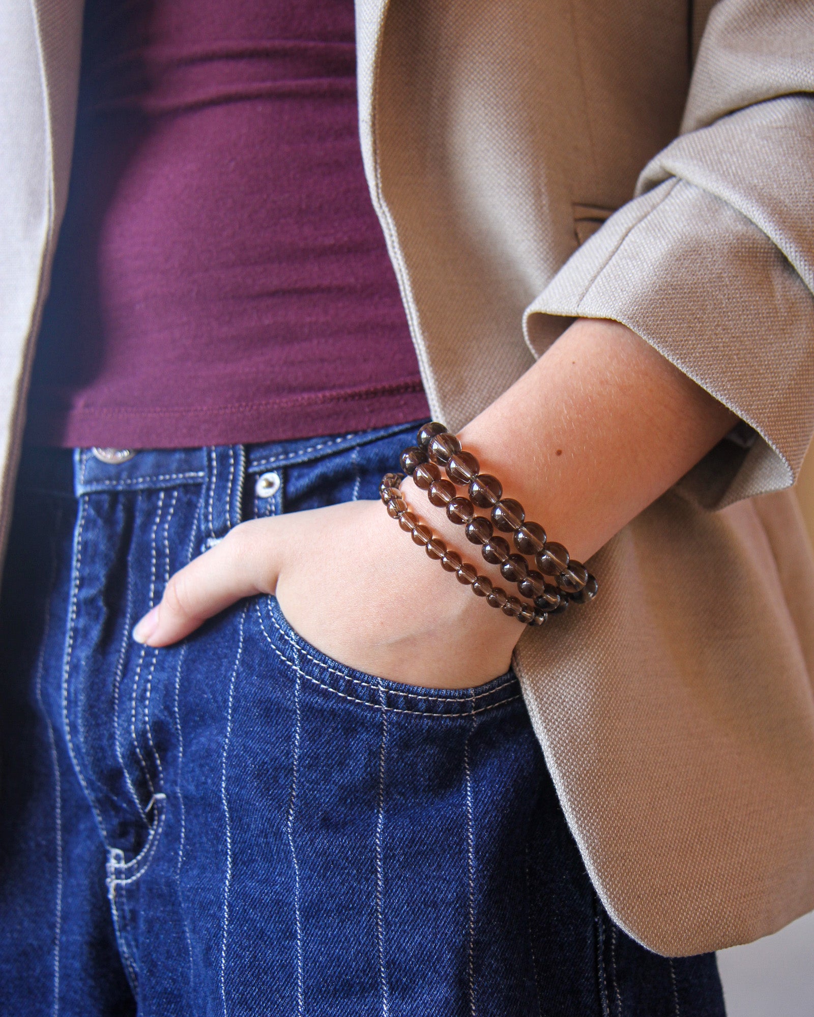 Smoky Quartz Beaded Bracelet