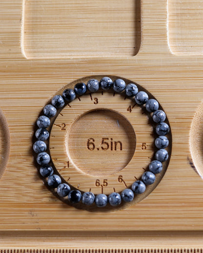 Snowflake Obsidian Beaded Bracelet