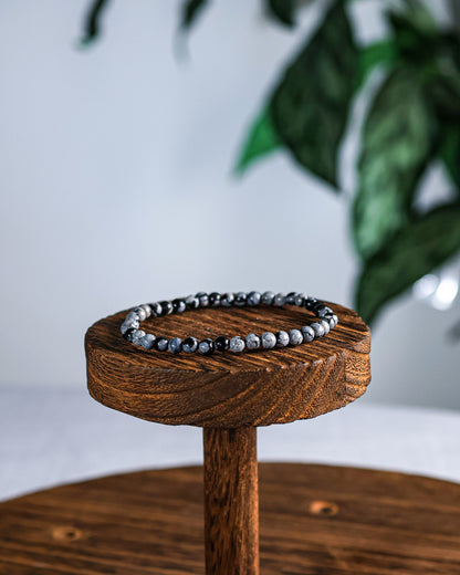 Snowflake Obsidian Beaded Bracelet