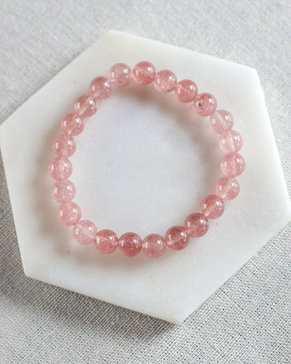 Strawberry Quartz Beaded Bracelet