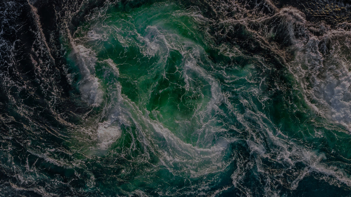 Close-up of turbulent water with swirling patterns