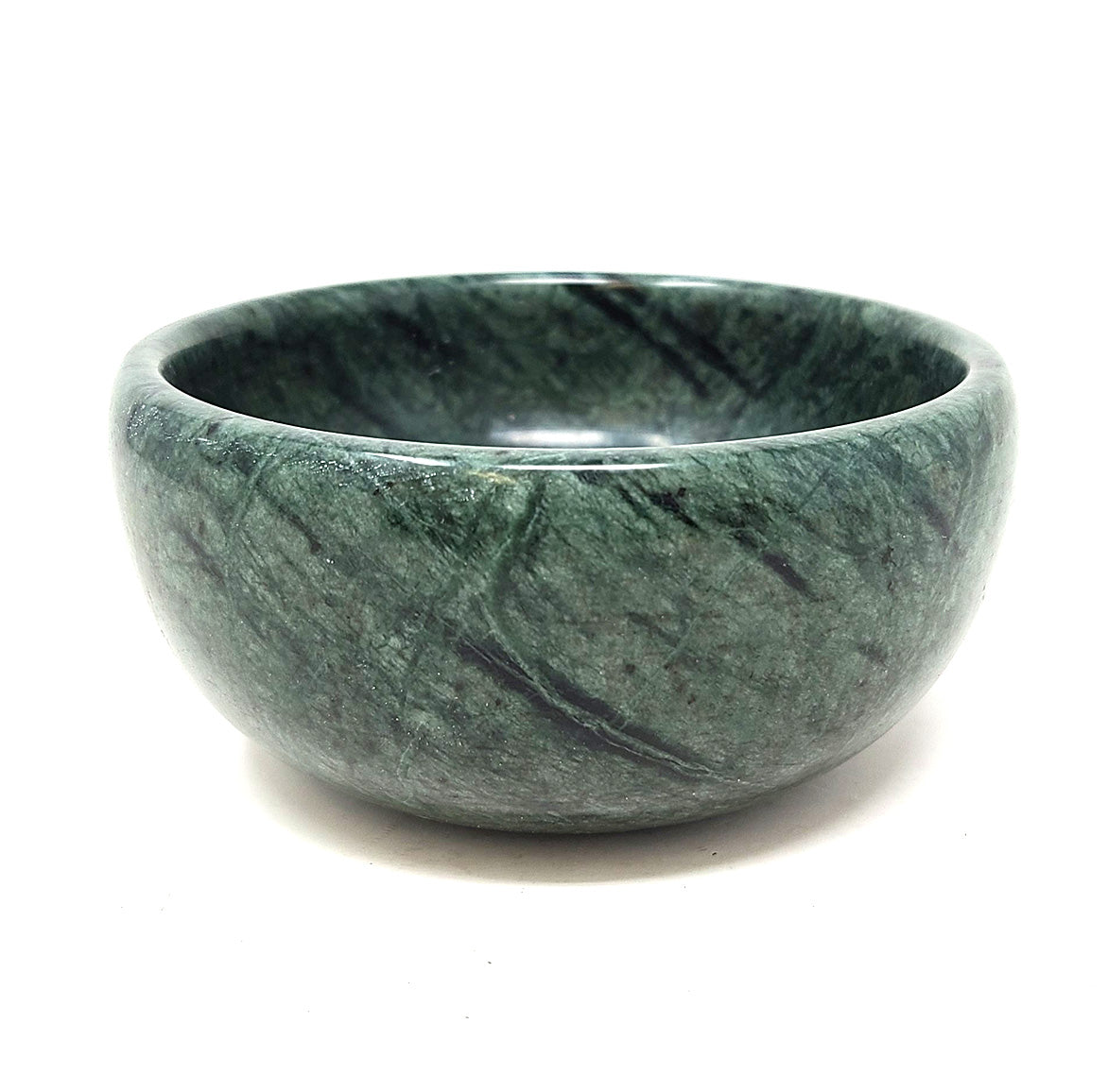 Green marble bowl, 4 in round