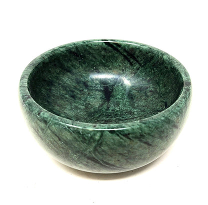Green marble bowl, view from above