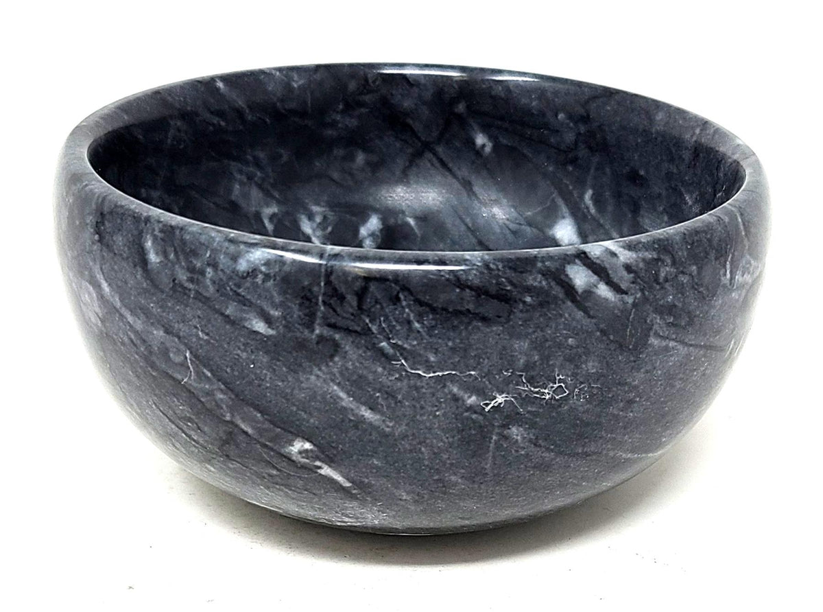 Black marble bowl, 4 in round