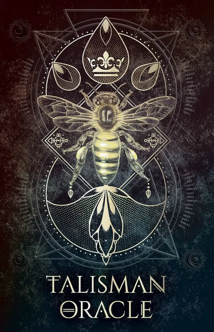 Talisman Oracle card with a bee and geometric design on a dark background