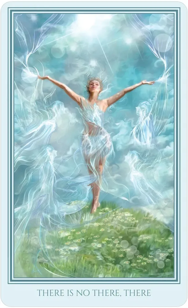 Fairy in a flowing dress with wings on a light blue background
