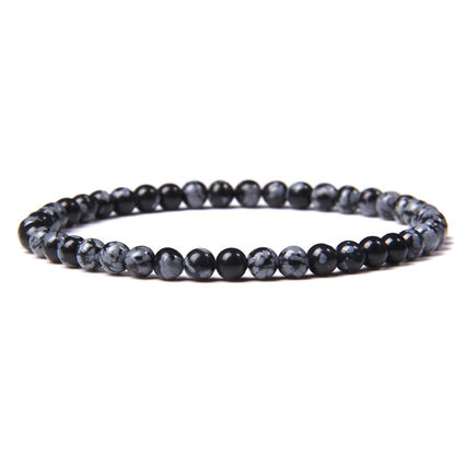 Snowflake Obsidian Beaded Bracelet