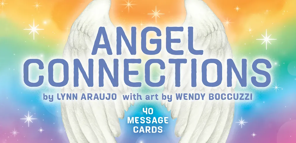 Angel Connections: 40 Message Cards deck box cover featuring angel wings