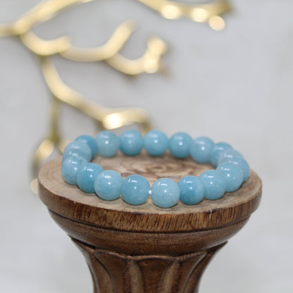 Aquamarine Beaded Bracelet Bracelets Humanity 10mm Beads Aquamarine 