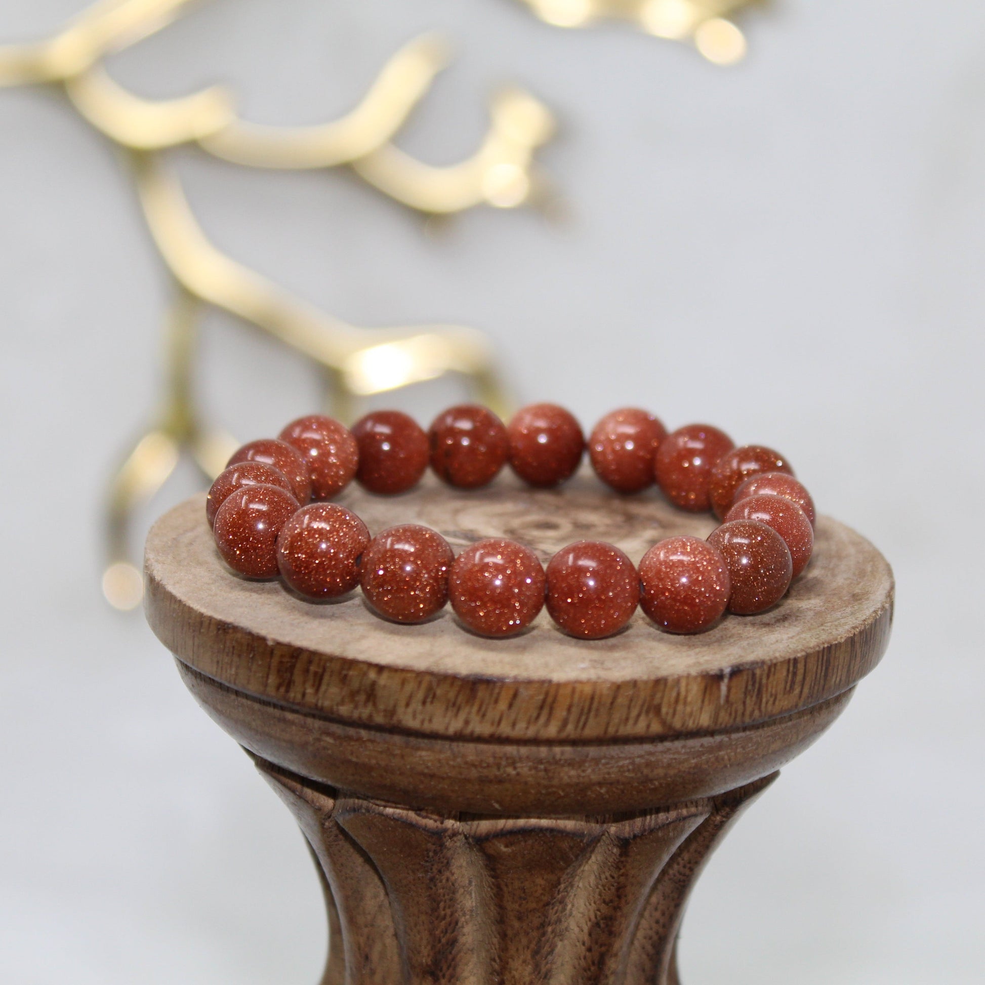 Goldstone Beaded Bracelet Bracelets Stone of Ambition 10mm Bead Goldstone 