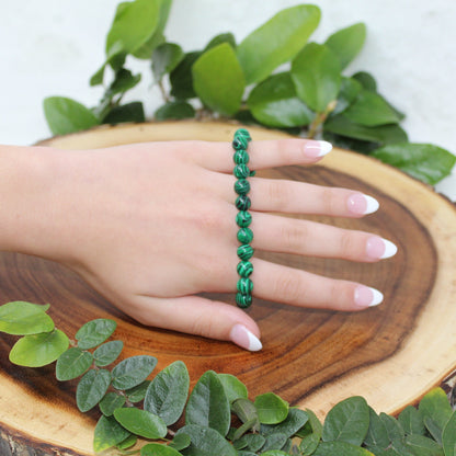 Malachite (Faux) Beaded Bracelet Bracelets Stone of Protection 